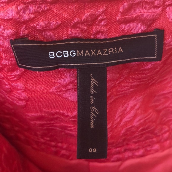 BCBGMaxAzria Red and Pink Textured Floral Silk Blend Full Skirt - Size 8 - Picture 9 of 11